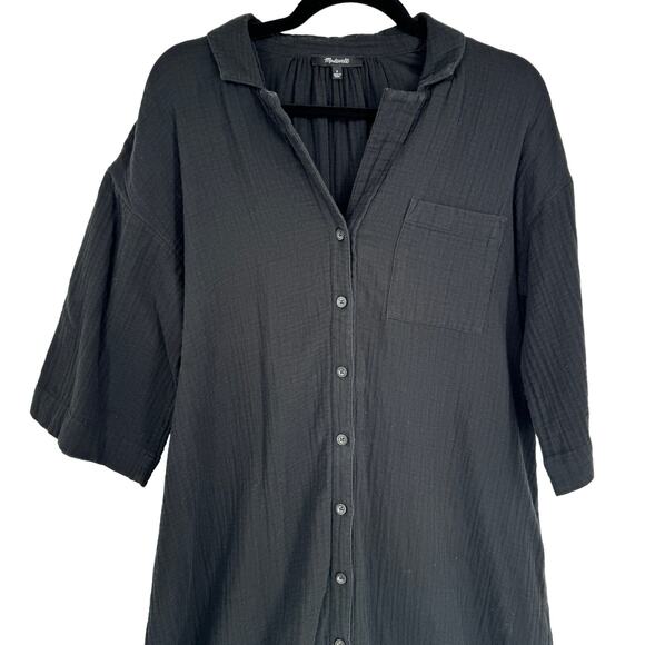 Madewell Lightestspun Cover-Up Collared Maxi Shirtdress Black‎ Size Small - Picture 6 of 11